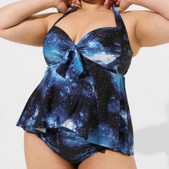 Torrid Bright Galaxy Wireless Babydoll Tankini Top & Bottoms Swimsuit SET 1X 2X - Picture 6 of 16